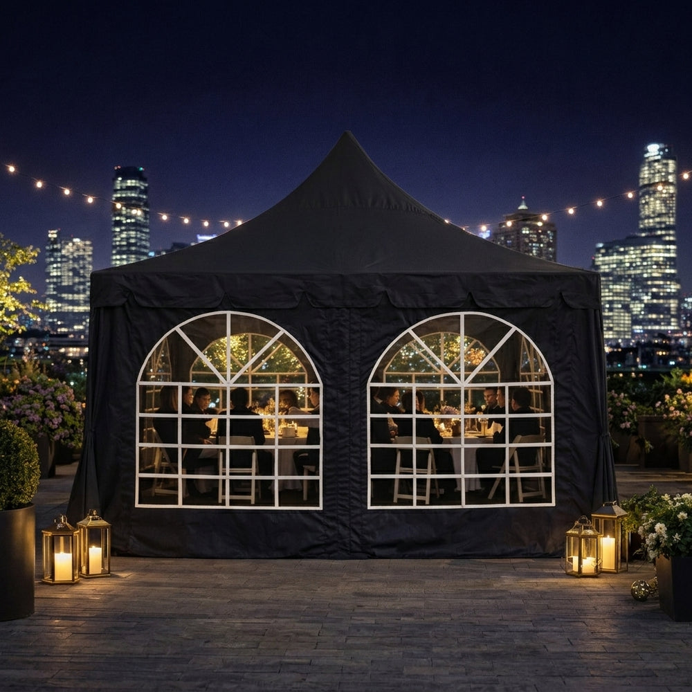 4x4m Black Pagoda Marquee Tent - Waterproof Outdoor Event Shelter