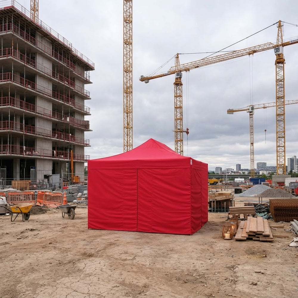 4x4m Red Steel Pop Up Gazebo +4 Sidewalls