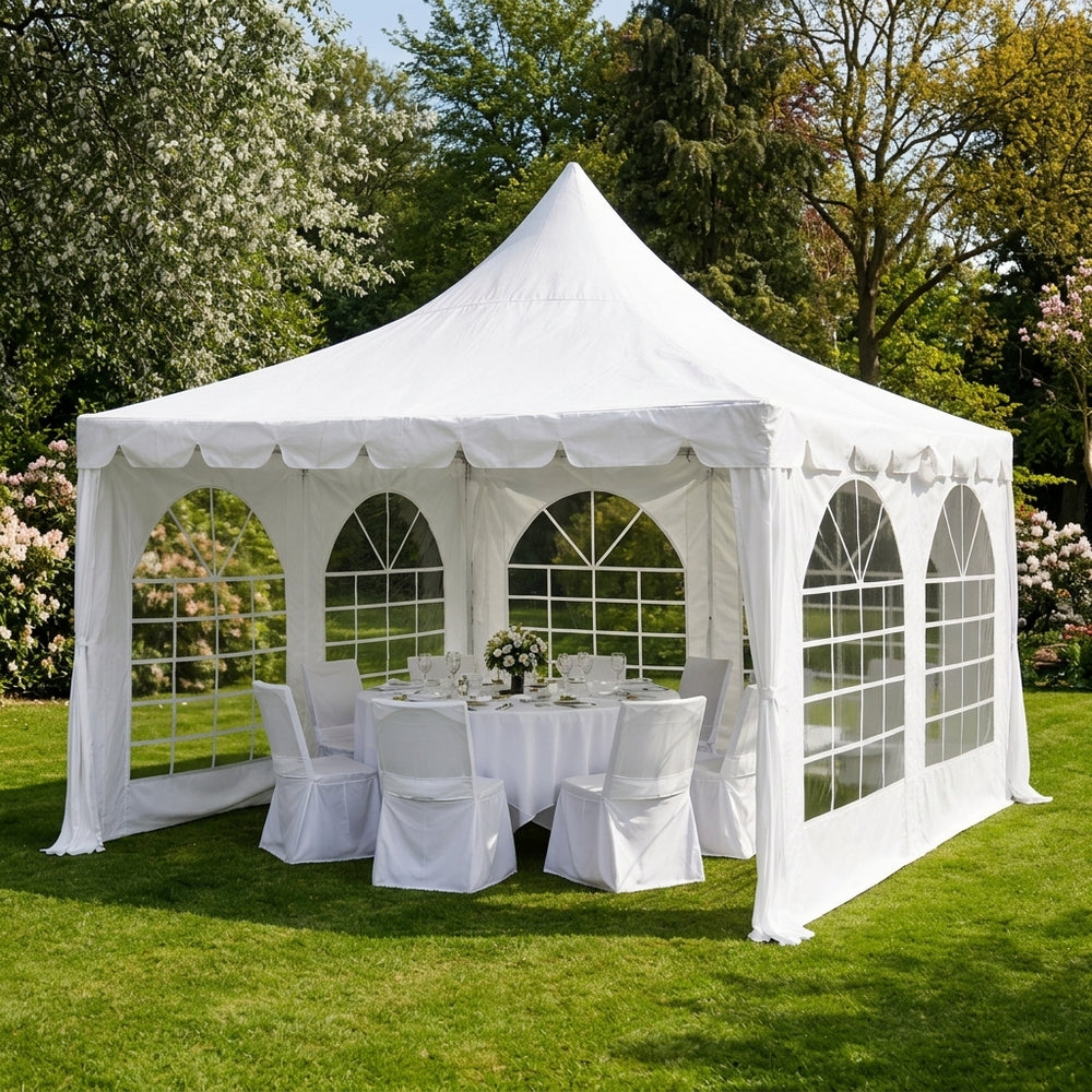 4x4m White Pagoda Marquee Tent - Waterproof Outdoor Event Shelter