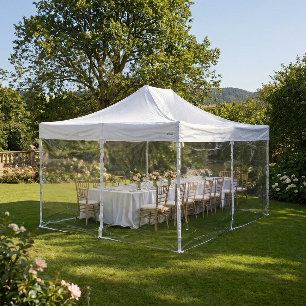 4x6m Clear Pop Up Gazebo with 8 Sidewalls | Transparent Professional Event Marquee