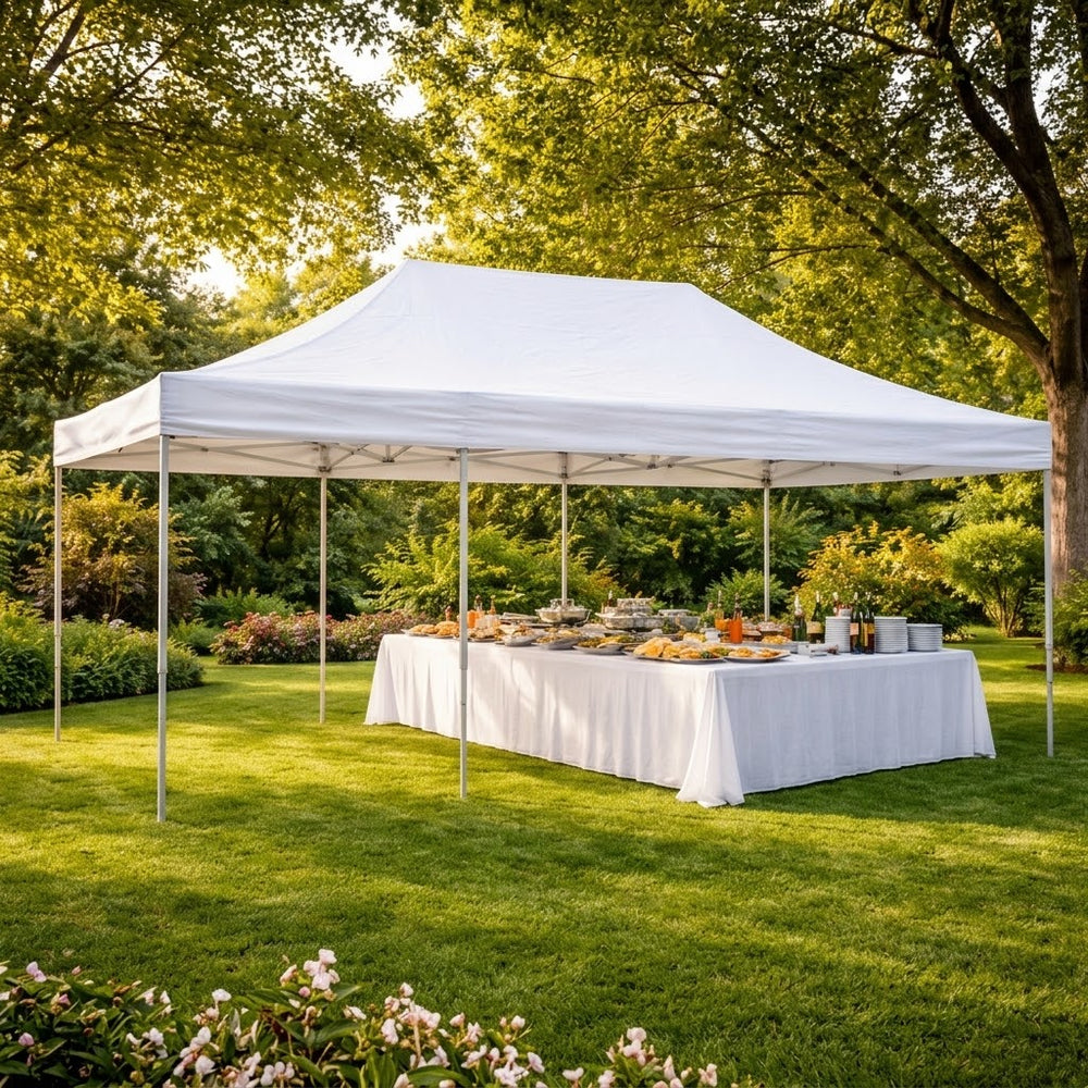 4x6m Flame Retardant Heavy Duty Pop Up Gazebo | White Professional Fire-Safe Canopy