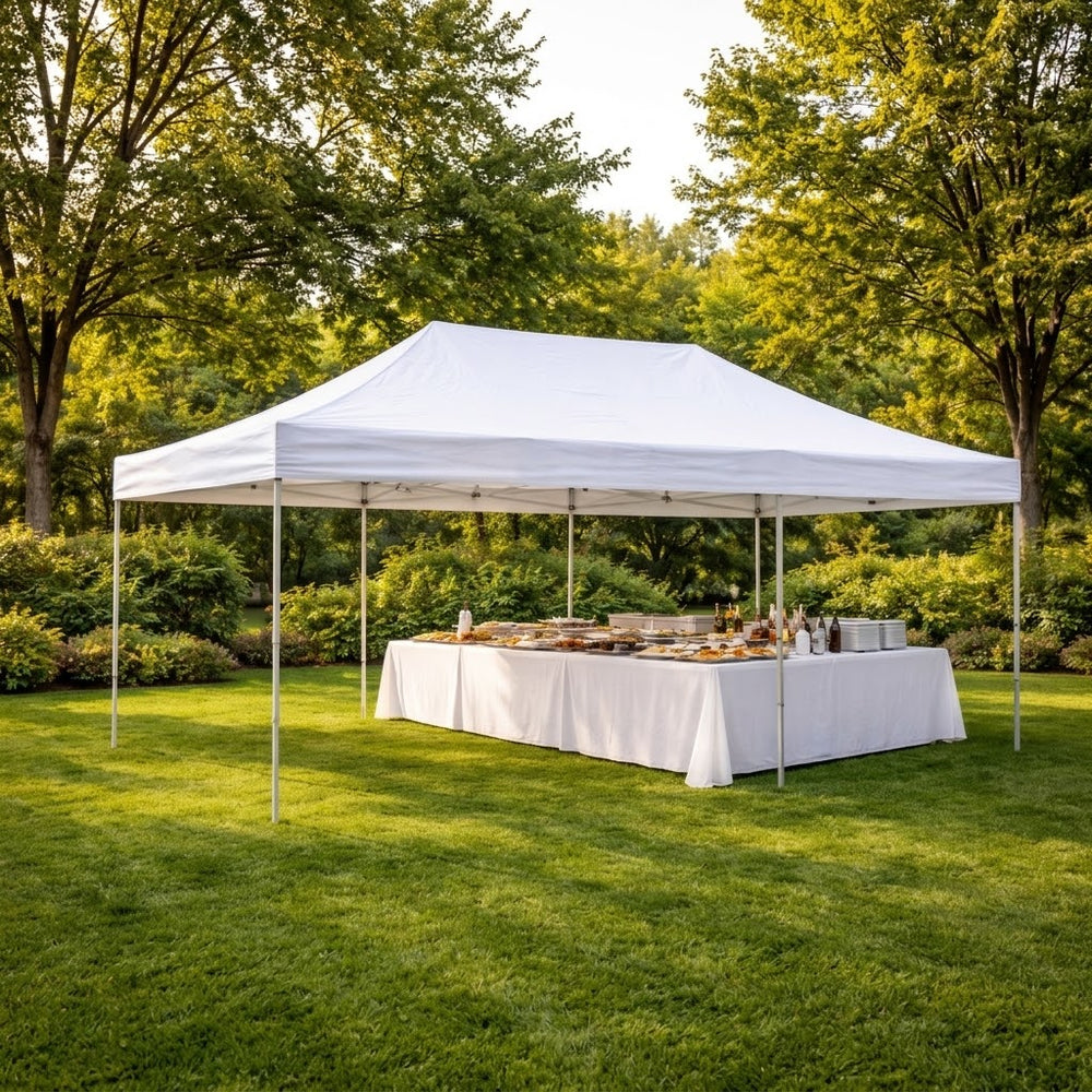 4x6m Heavy Duty Steel Frame Pop Up Gazebo | White Commercial Waterproof Canopy