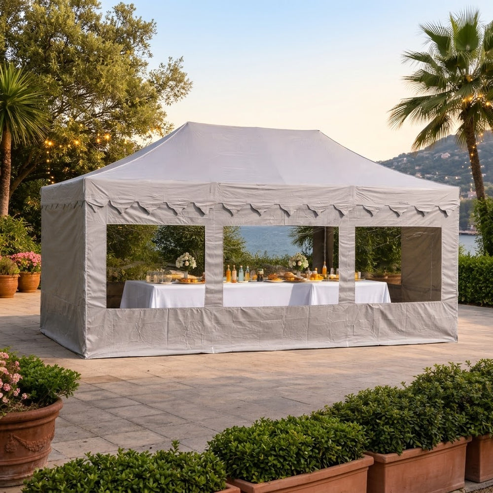 4x6m Latte Moroccan Pop Up Gazebo +8 Sidewalls