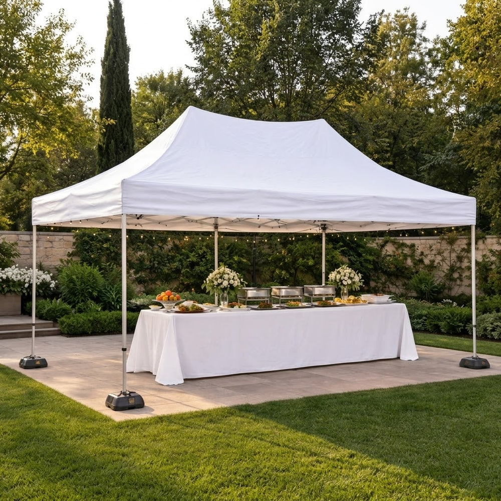 4x6m Peak Pagoda Pop Up Gazebo | White Oriental Style Instant Shelter