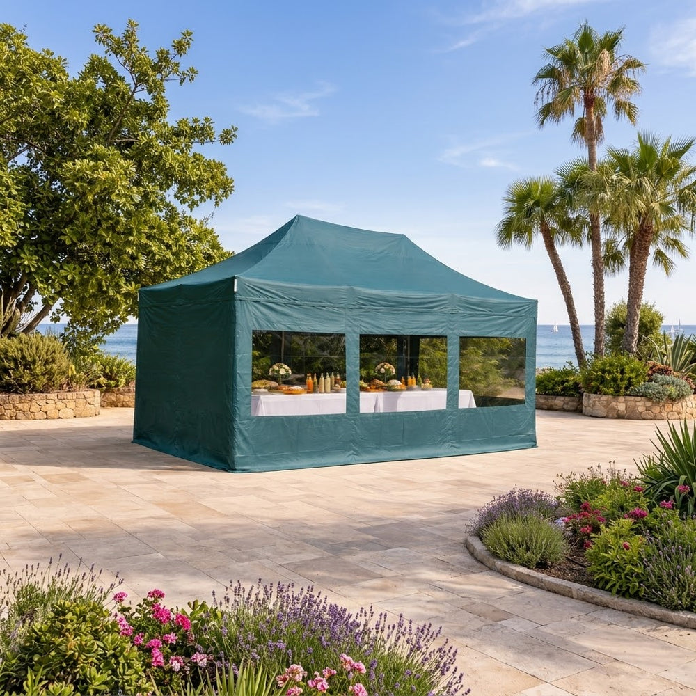 4x6m Pop Up Gazebo – Professional Quality | Green + 8 Side Panels