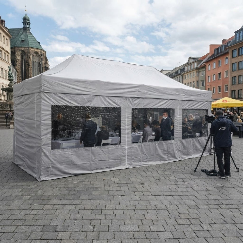 4x6m Pop Up Gazebo with 8 Sidewalls | Latte Professional Outdoor Event Shelter