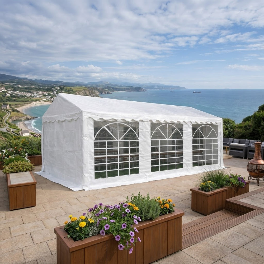 4x6m White PE Marquee Party Tent - Outdoor Event Shelter PLUS