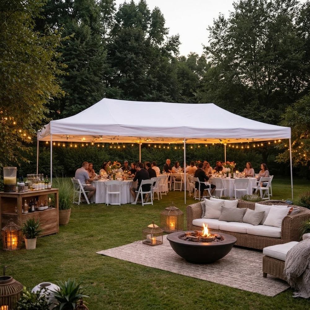 4x8m Heavy Duty Steel Frame Pop Up Gazebo | White Commercial Grade Large Canopy