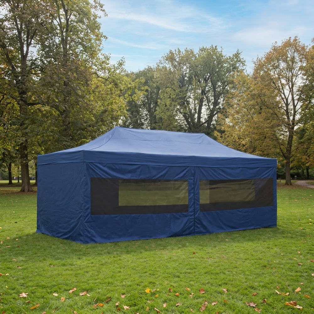 4x8m Pop Up Gazebo – Professional Quality | Blue + 6 Side Panels