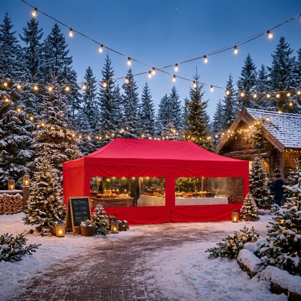 4x8m Pop Up Gazebo – Professional Quality | Red + 6 Side Panels