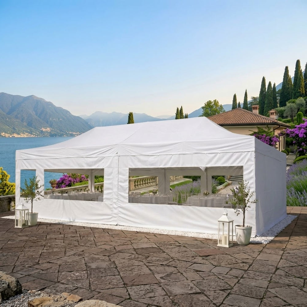 4x8m Pop Up Gazebo – Professional Quality | White + 6 Side Panels