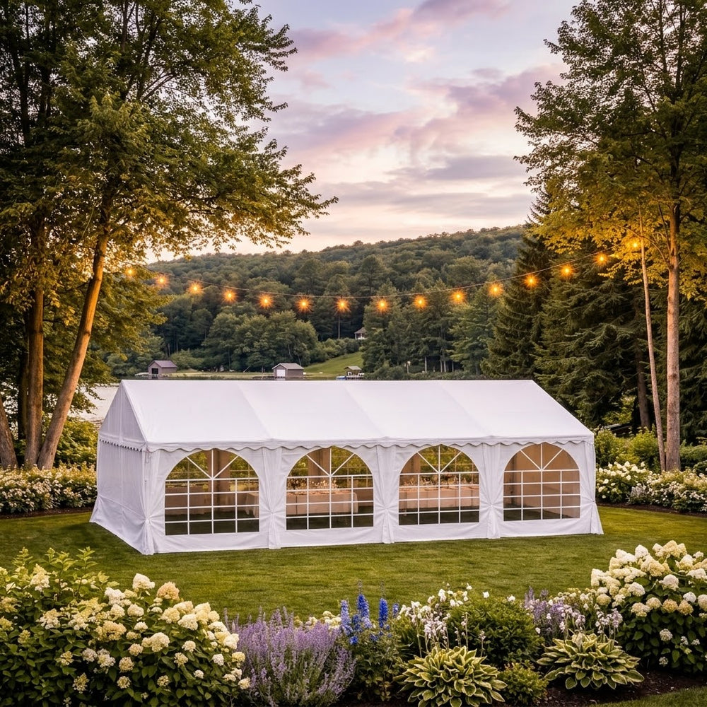 4x8m White Marquee Tent - Waterproof Outdoor Event Shelter