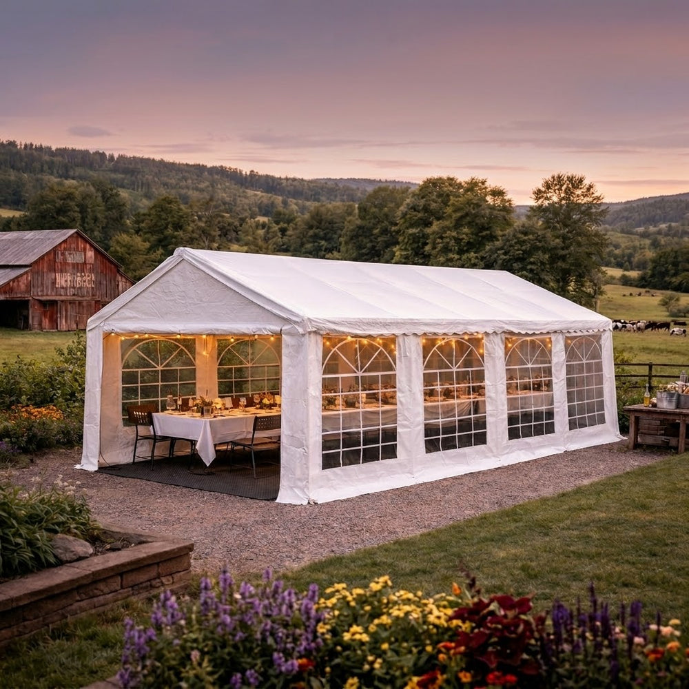 4x8m White PE Marquee Party Tent - Outdoor Event Shelter UK