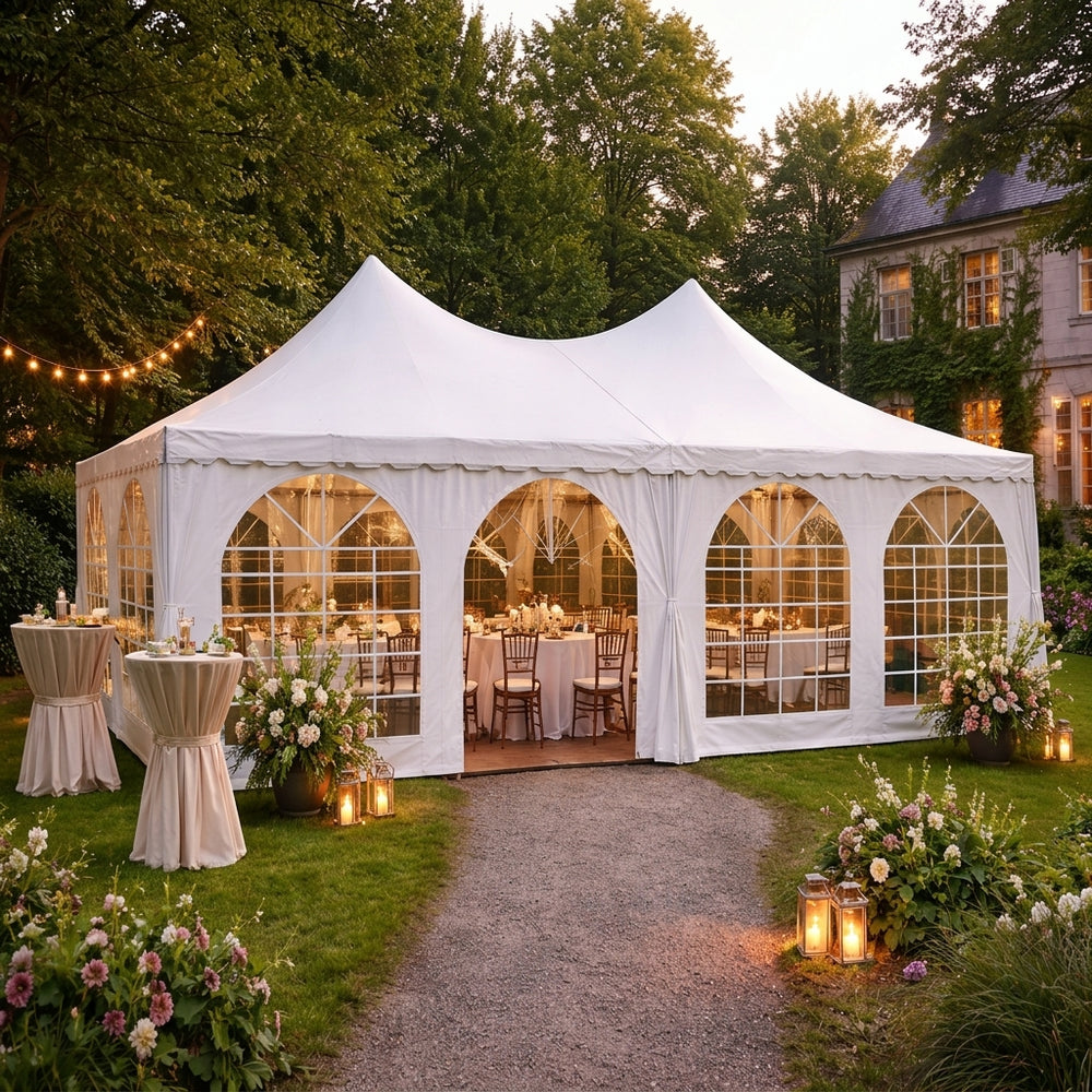 4x8m White Pagoda Marquee Tent - Waterproof Outdoor Event Shelter