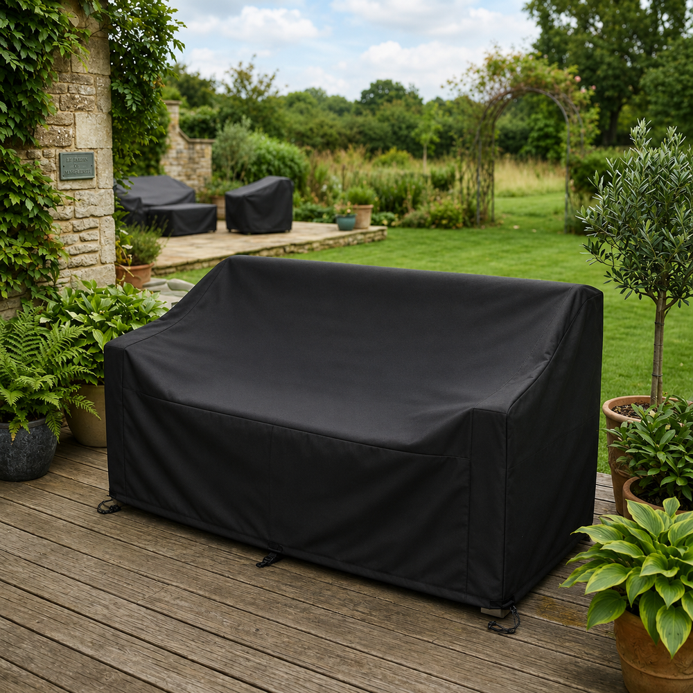 Heavy Duty 2-3 Seater Large Sofa Cover – Black – Polyethylene – Outdoor Protection