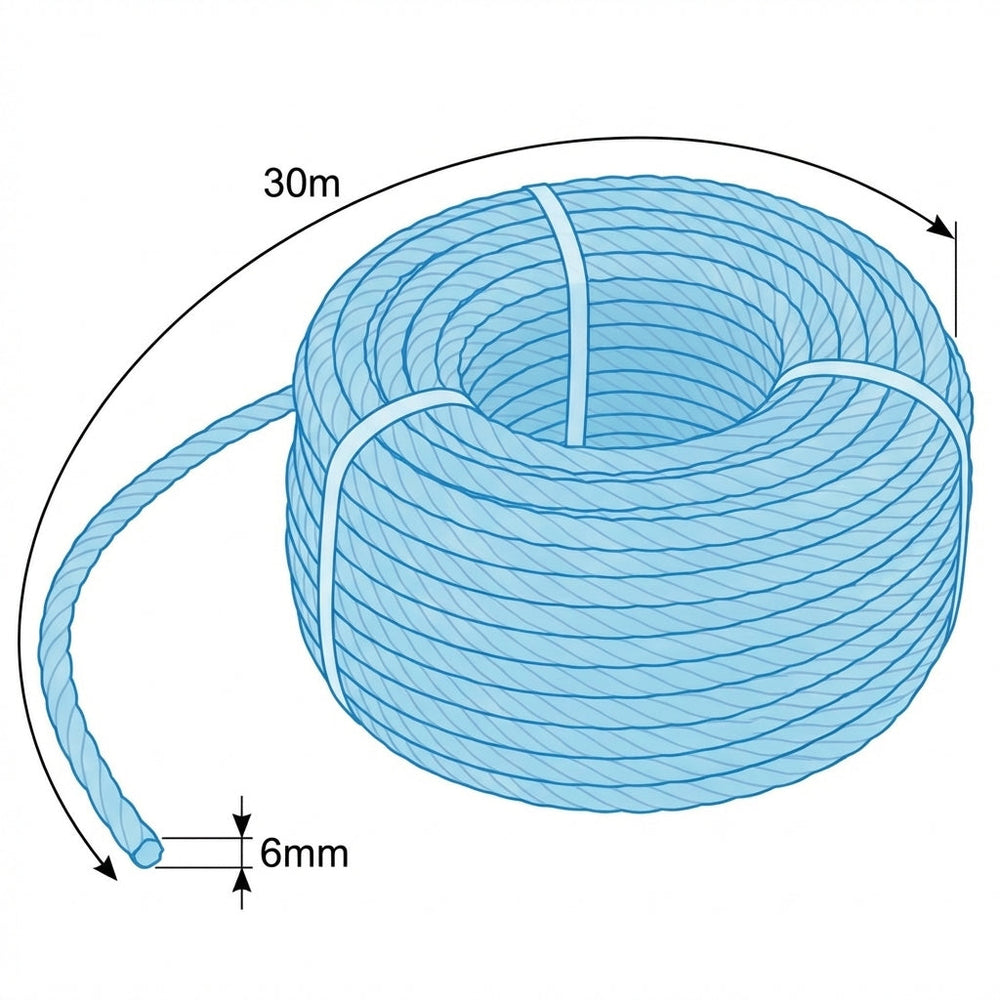30m Polypropylene Rope – 6mm Thickness – Rot-Resistant – General Purpose Use