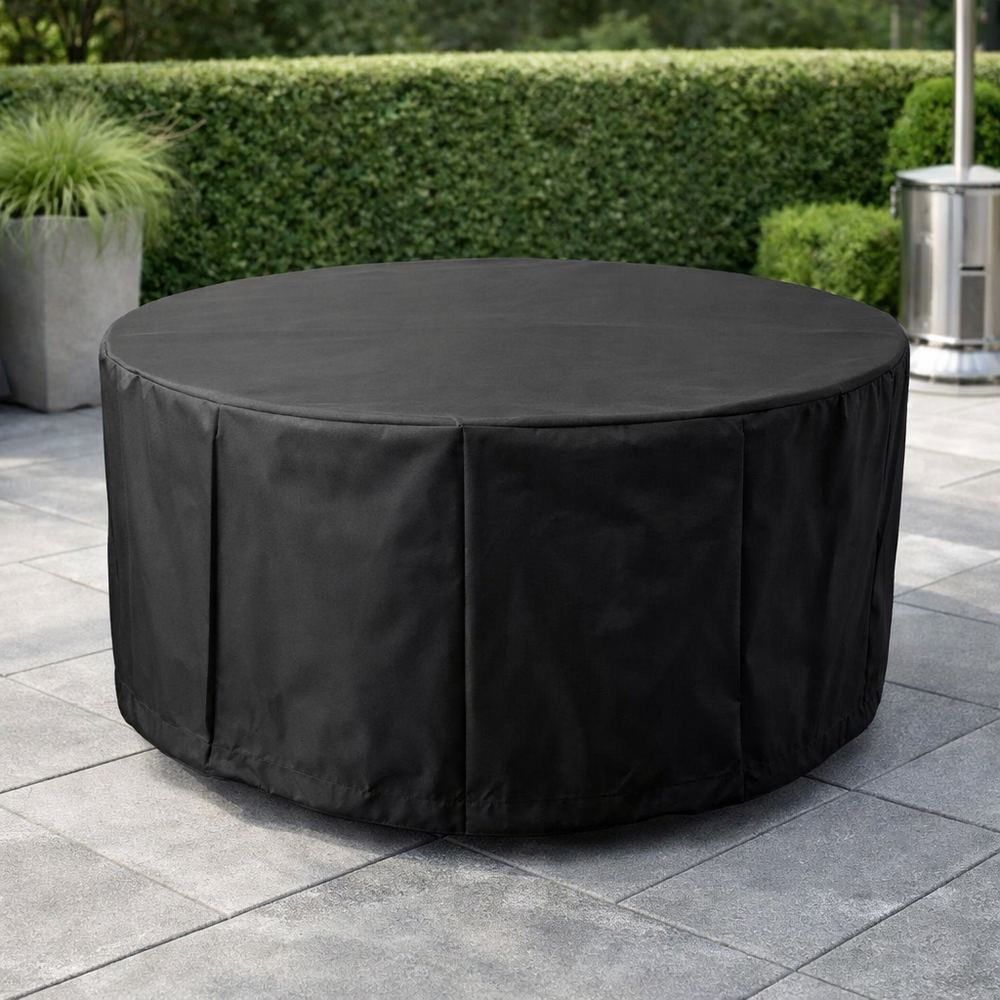 Circular Table Cover – Black – Heavy Duty Waterproof – Outdoor Furniture Protection