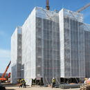 Premium Heavy Duty Scaffold Sheeting - Flame Retardant, Waterproof, 45m Long, 2m or 3m Wide with Reinforced Bands