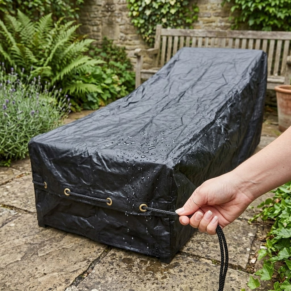 Heavy Duty Sunbed Cover – Black – Polyethylene Protection – Outdoor Use