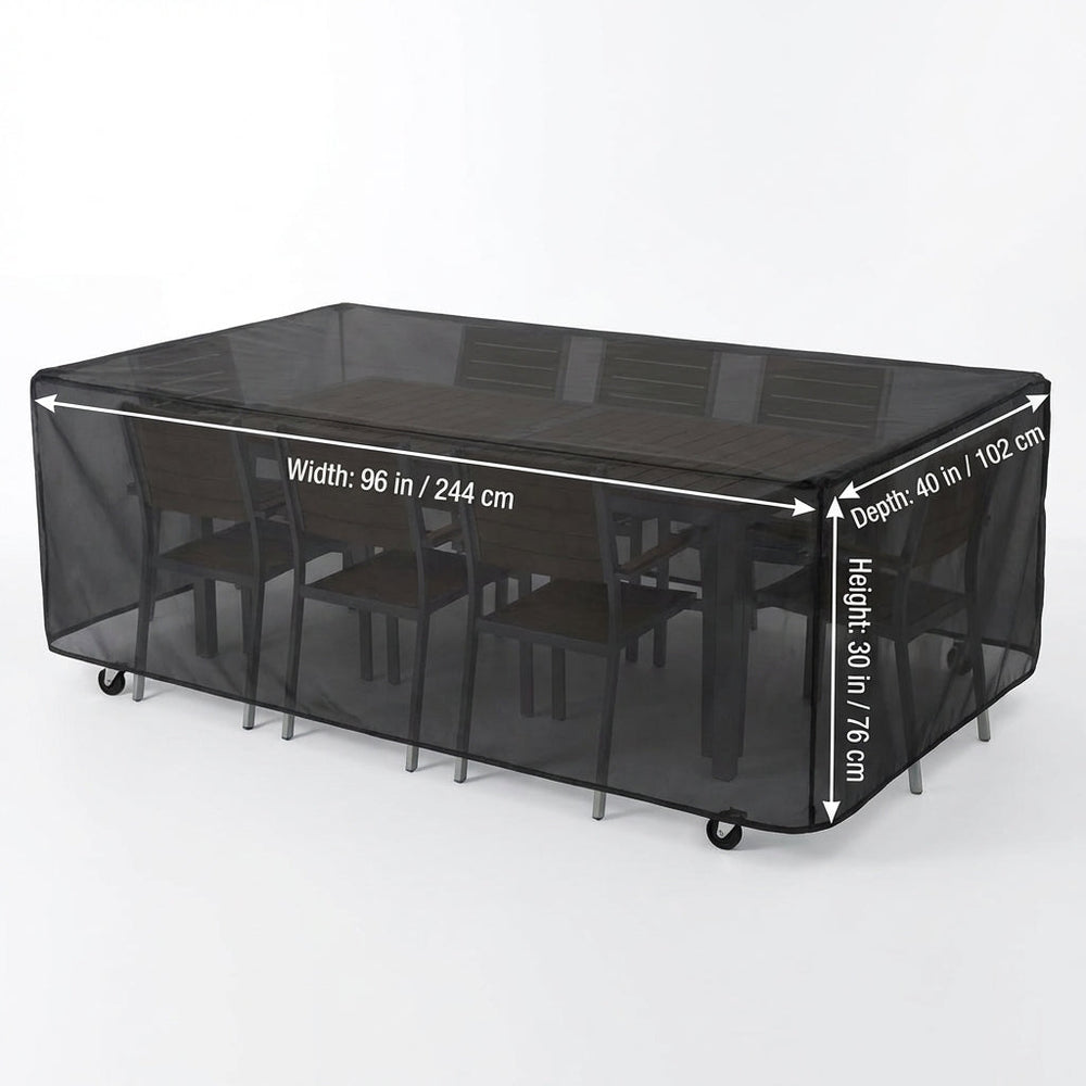 Heavy Duty Table Cover – 8 Seater Rectangular – Black Polyethylene – Outdoor Protection