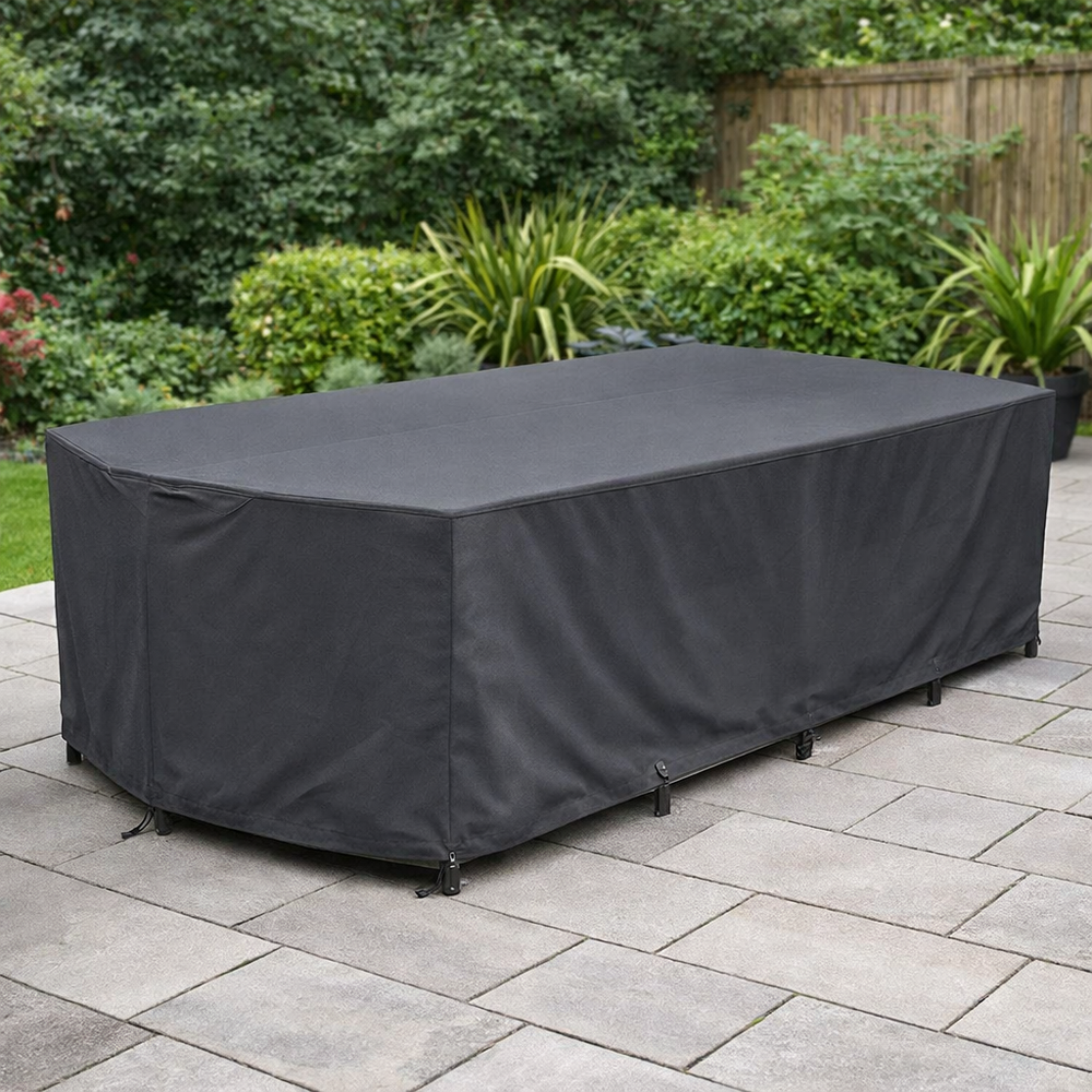 Rectangular Patio Set Cover – 10 Seat – Charcoal Polyester – Outdoor Protection
