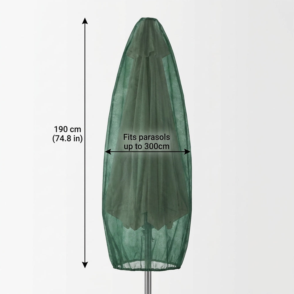 Heavy Duty Parasol Cover – Large Green – Polyethylene Protection – Outdoor Use
