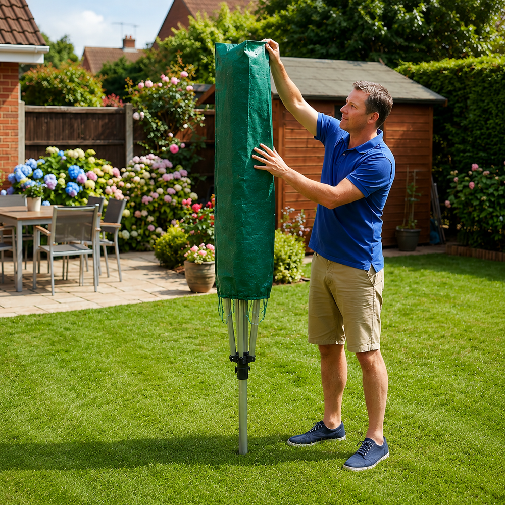 Rotary Line Cover – Green/Black – PVC Backed Polyester – Outdoor Protection