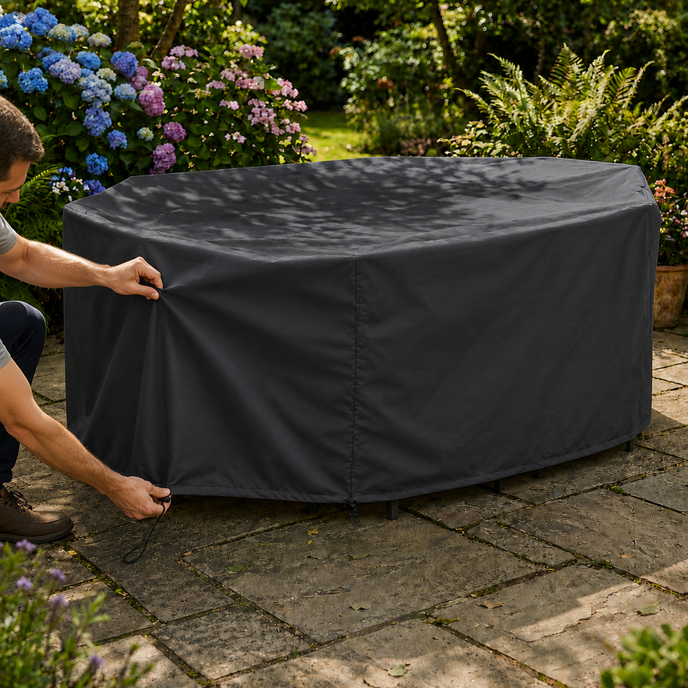 Patio Set Cover – 6 Seat – Charcoal Polyester – Outdoor Protection