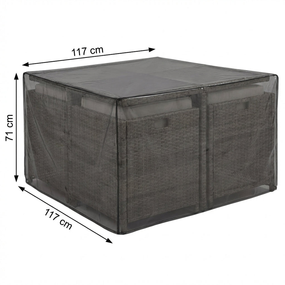 4 Seater Rattan Cube Set Cover – 117cm – Waterproof PVC – Outdoor Furniture Protection