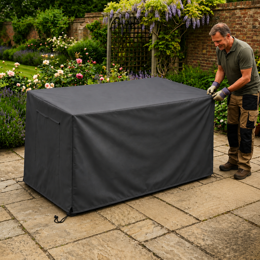 Rectangular Table Cover – 8 Seat – Charcoal – Weather Protection