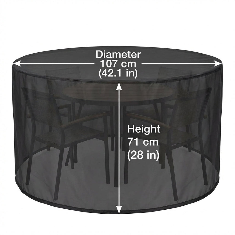 Round Table Cover – 4 Seater Black – Heavy Duty Waterproof – Outdoor Protection