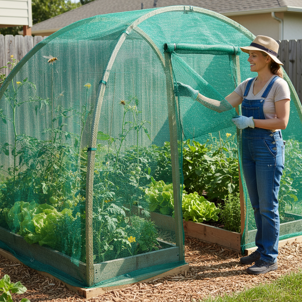 Premium Extruded Insect Mesh 1m x 50m - Green UV Protected Polypropylene for Organic Crop Protection