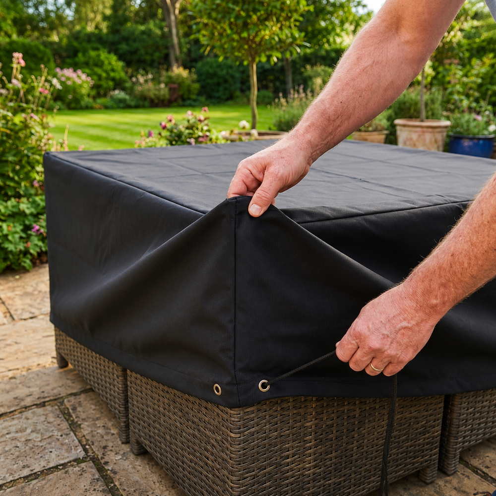 Outdoor Furniture Cover – Medium Black – Waterproof Polyester – Garden Cube Set