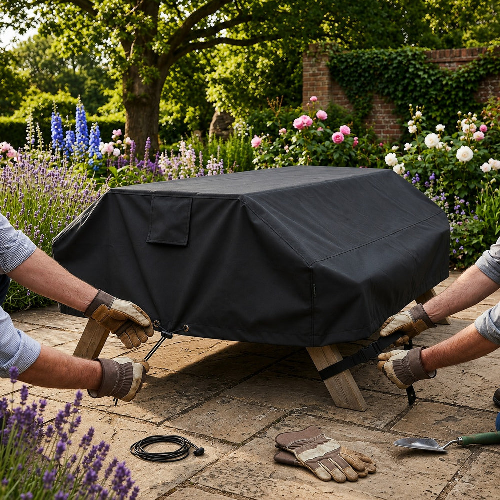 Picnic Table Cover – Black – Super Tough Waterproof – Garden Protection