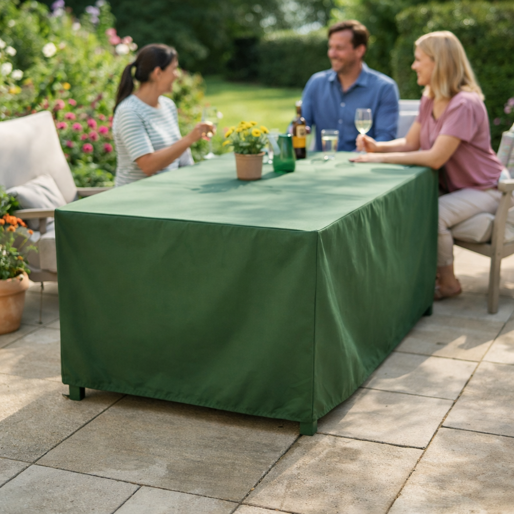 Rectangular Table Cover – 6 Seat Green – Durable Polyester – Outdoor Protection