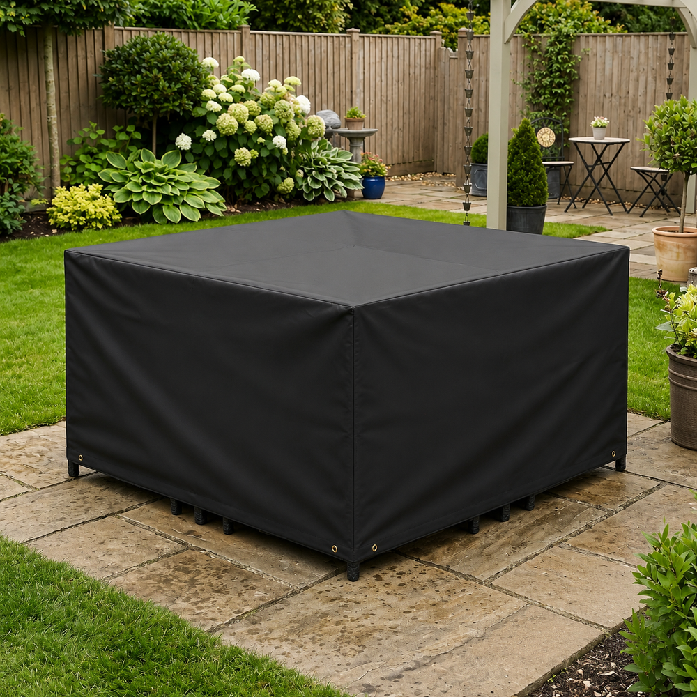 4 Seater Cube Set Cover – Extra Large Black – Waterproof Protection – Garden Furniture