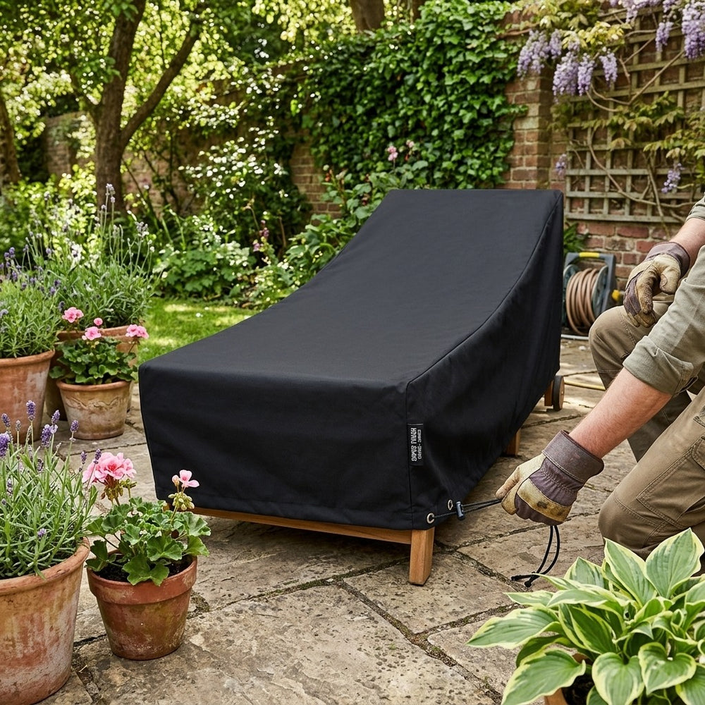 Sunbed Cover – 220x80x55 cm Black – Heavy Duty Waterproof – Outdoor Furniture Protection