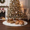 Premium White Plush Christmas Tree Skirt with Elegant Gold Snowflake Design, 56cm Diameter for Festive Decor