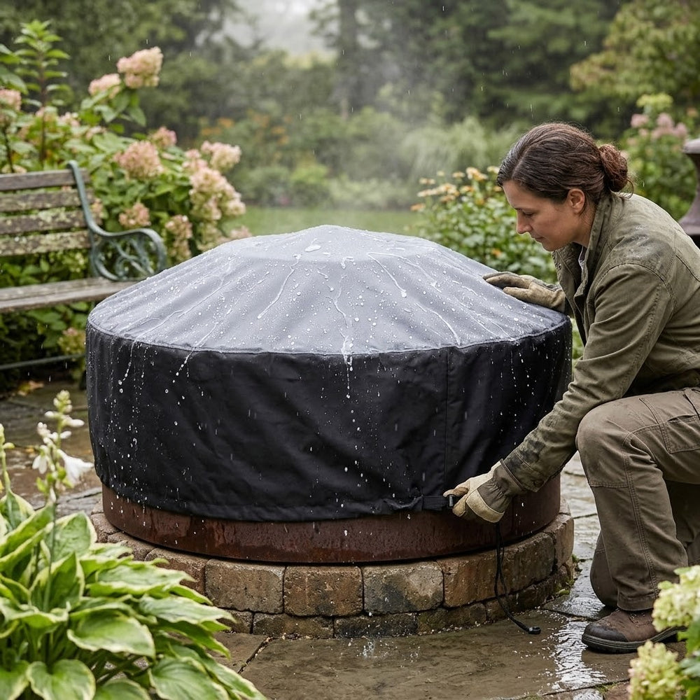 Large Firepit Cover – Black – Super Tough Waterproof Protection