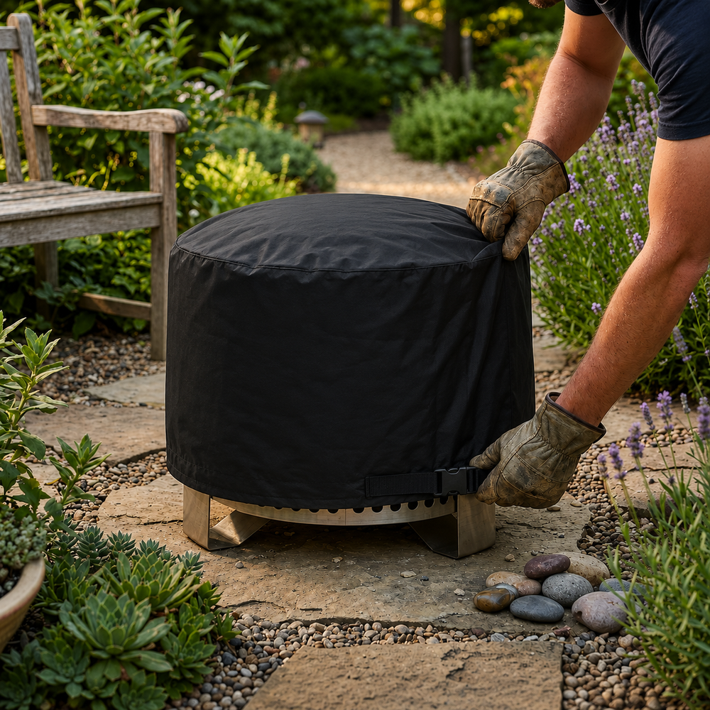 Firepit Cover – Small, Black – Heavy Duty Polyethylene – Outdoor Protection