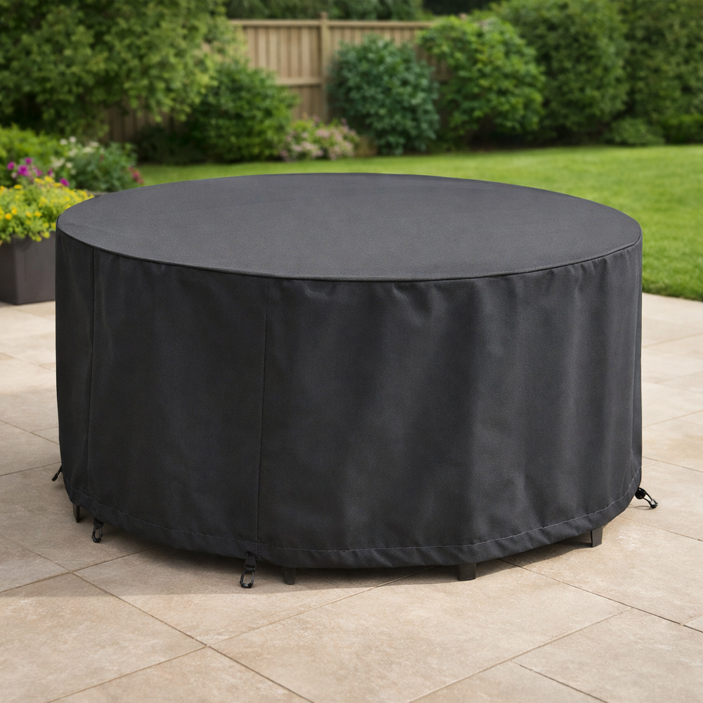 Circular Patio Set Cover – 90cm High – Charcoal Polyester – 4 Seat Protection