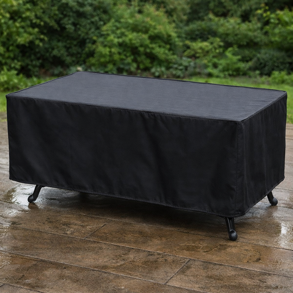 Heavy Duty 6 Seater Rectangular Table Cover – Black – Polyethylene – Outdoor Protection