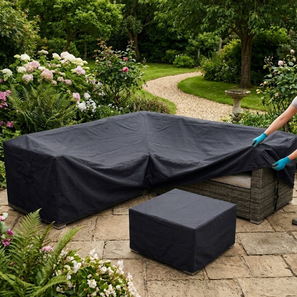 Corner Sofa Set Cover – Large Charcoal – Durable Polyester – Outdoor Protection