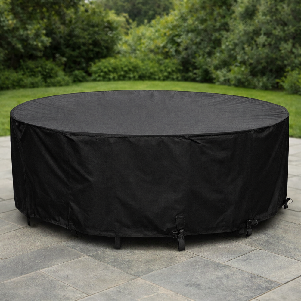 Round 8 Seater Furniture Set Cover – Black – Super Tough Protection – Outdoor Use