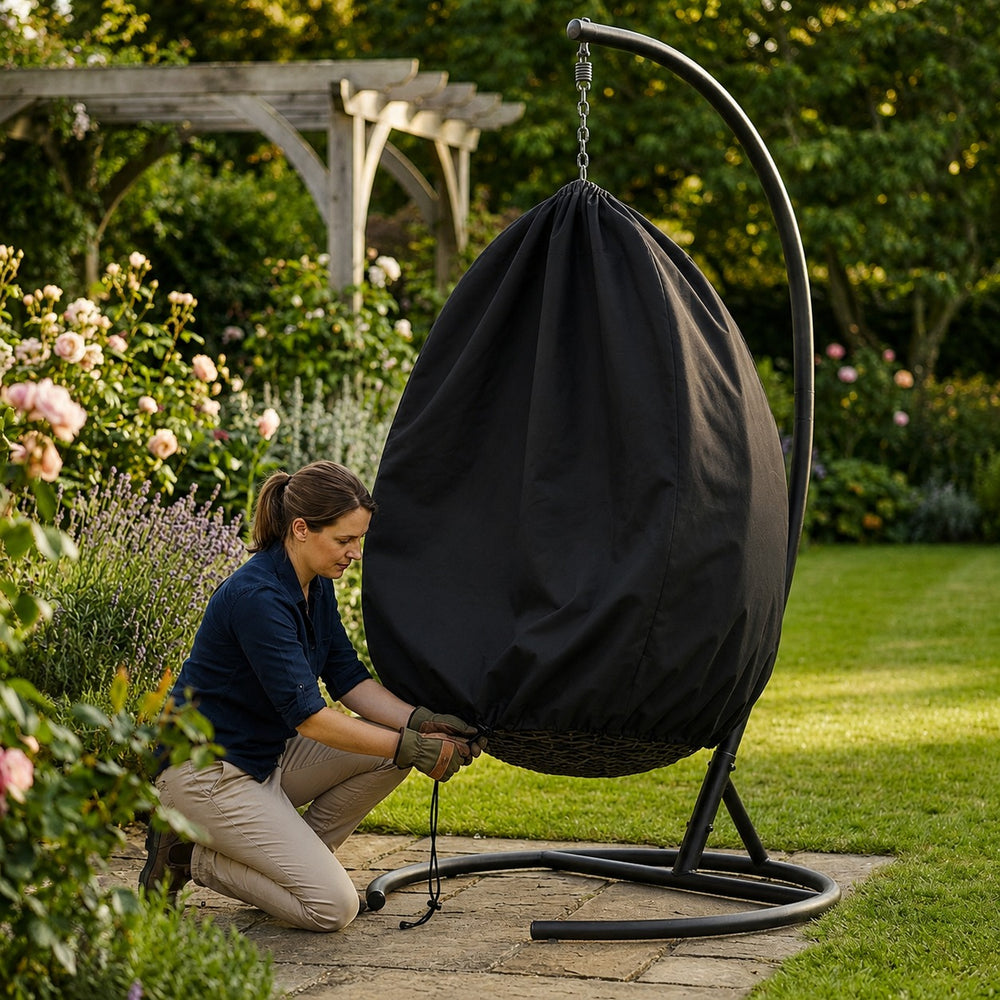 Single Hanging Chair Cover – Black – Heavy Duty UV Protection – Outdoor Use