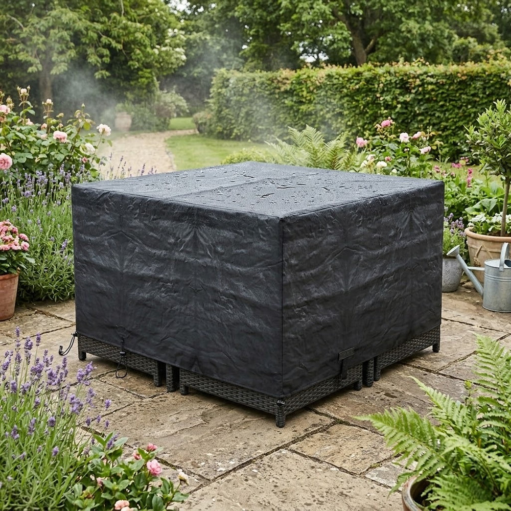 Heavy Duty 4 Seater Medium Cube Set Cover – Black – Waterproof Protection