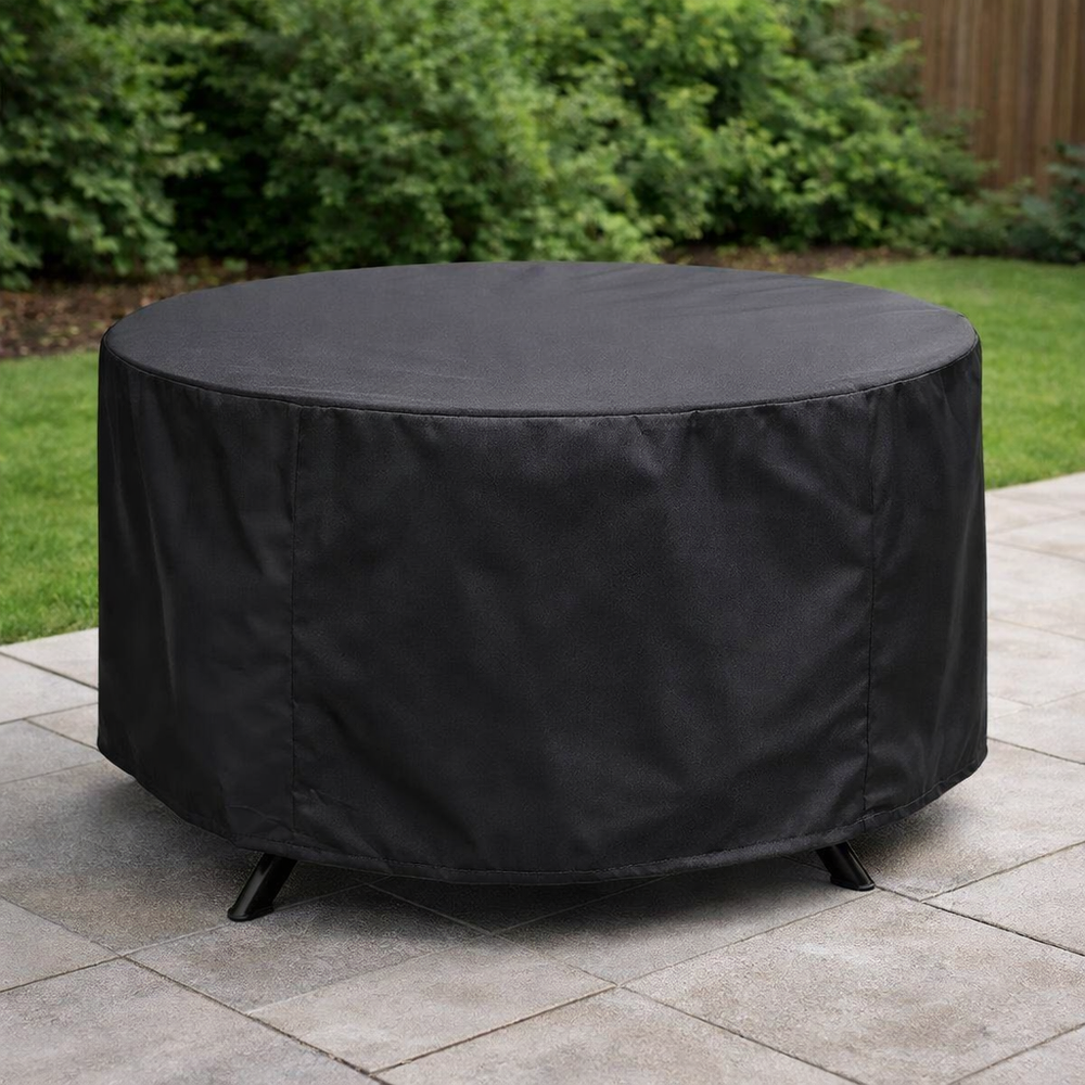 Round Table Cover – 4 Seater Black – Heavy Duty Waterproof – Outdoor Protection