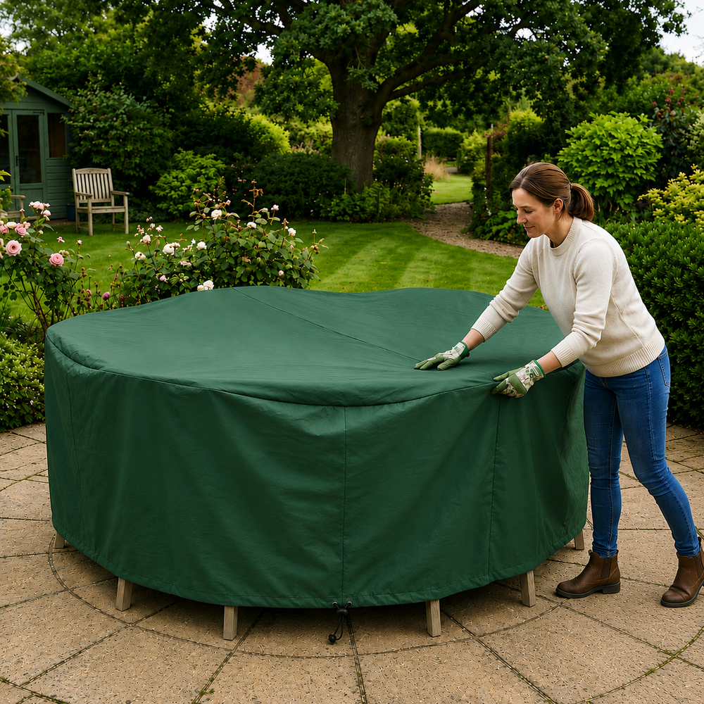 6 Seater Round Furniture Cover – Green – Heavy Duty Polyethylene – Outdoor Protection
