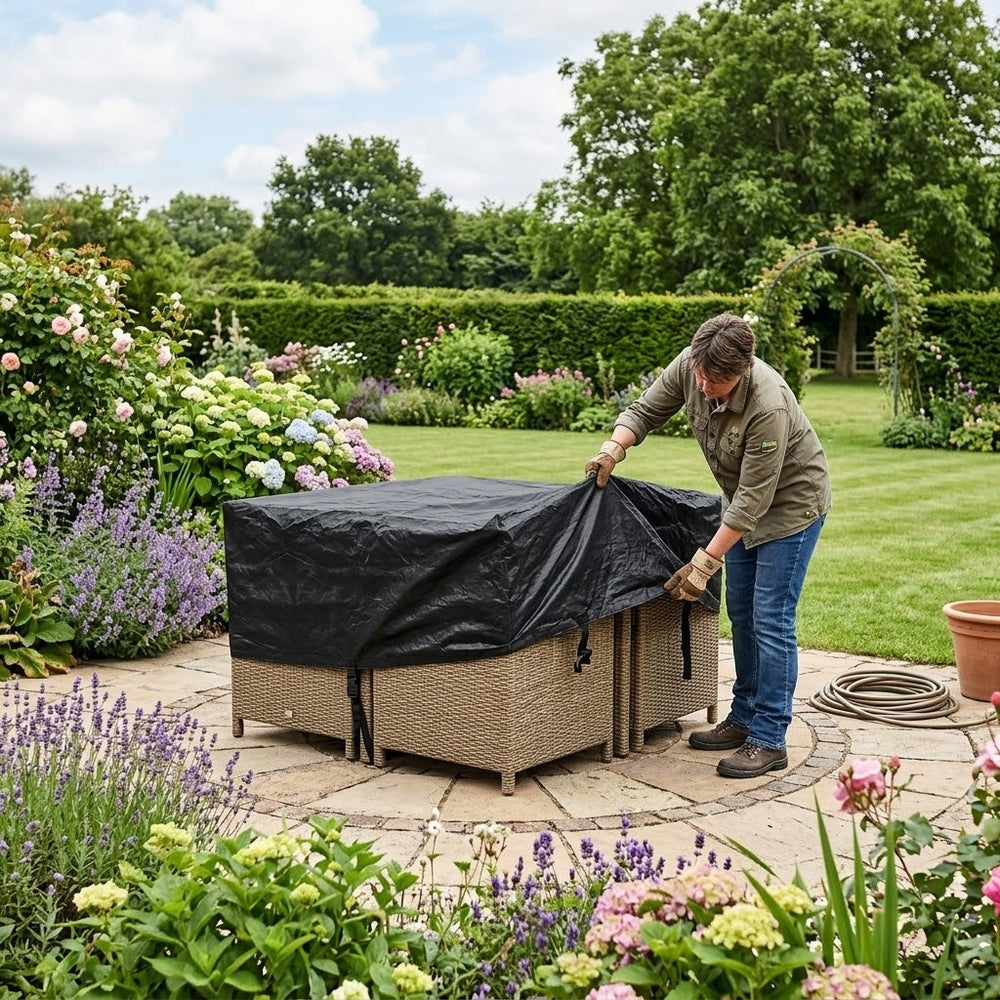 Heavy Duty Dining Set Cover – Small Square – Black – Weather Protection