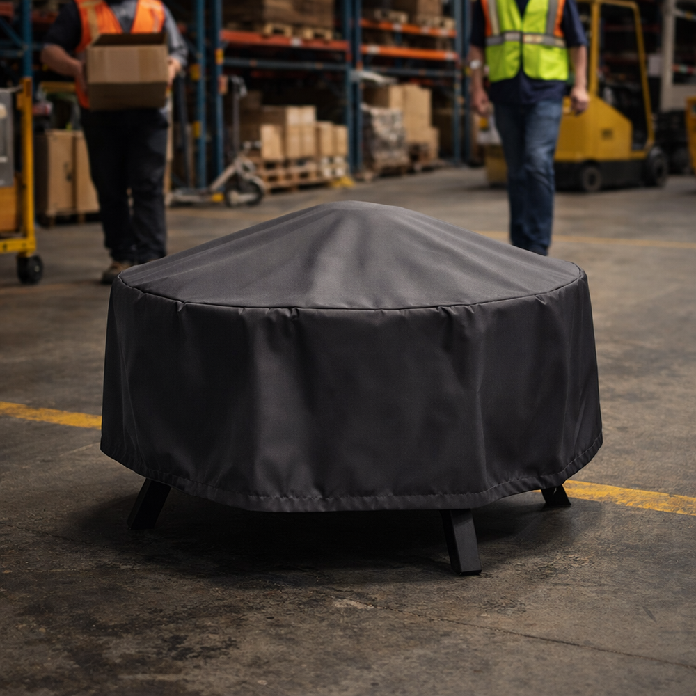 Fire Pit Cover – Large Round Charcoal – Durable Polyester – All-Weather Protection